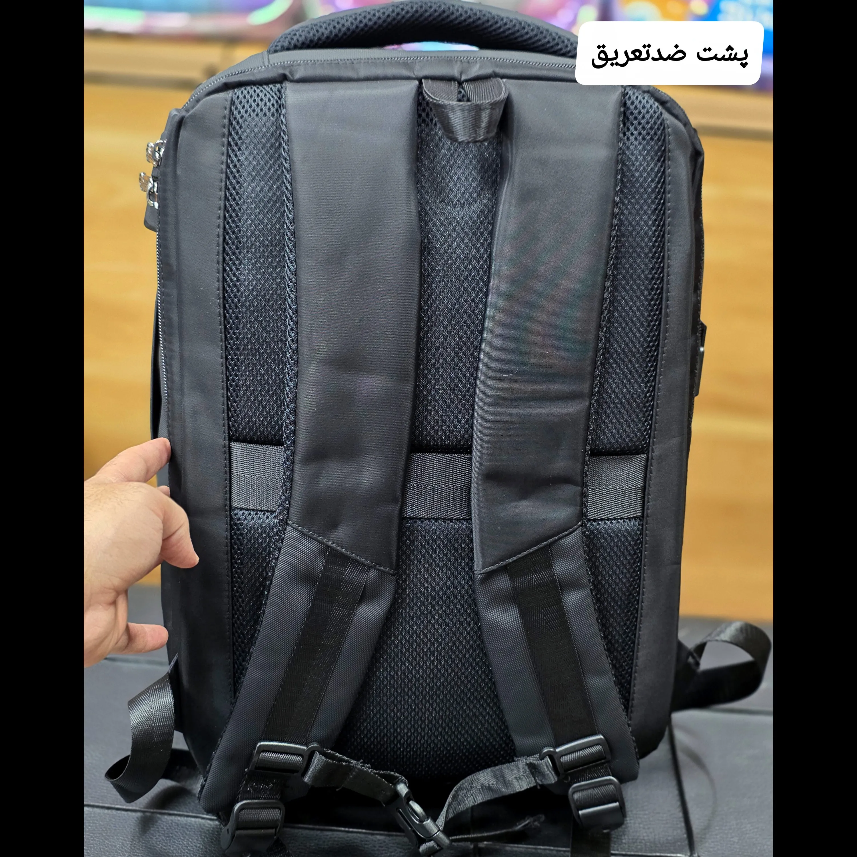 کوله پشتی لپتاپی قفل دار روزمره اداری دانشجویی دبیرستانی پارچه اسکین و دیبا وارداتی پورت USB و تایپ C