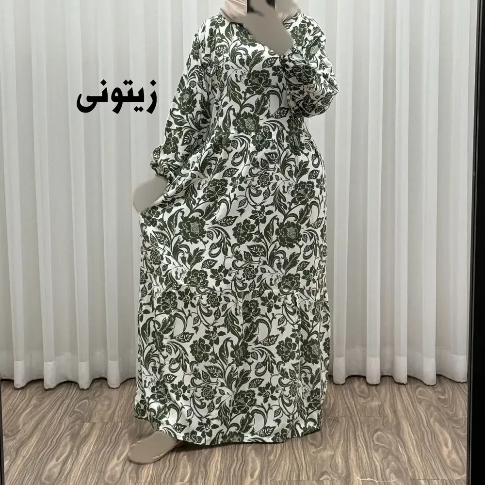 پیراهن فلور بوگاتی مدل ایوبی فری سایز زنانه تا سایز 46 چهارفصل شیک و راحت با کمربند سایه نمیاندازد