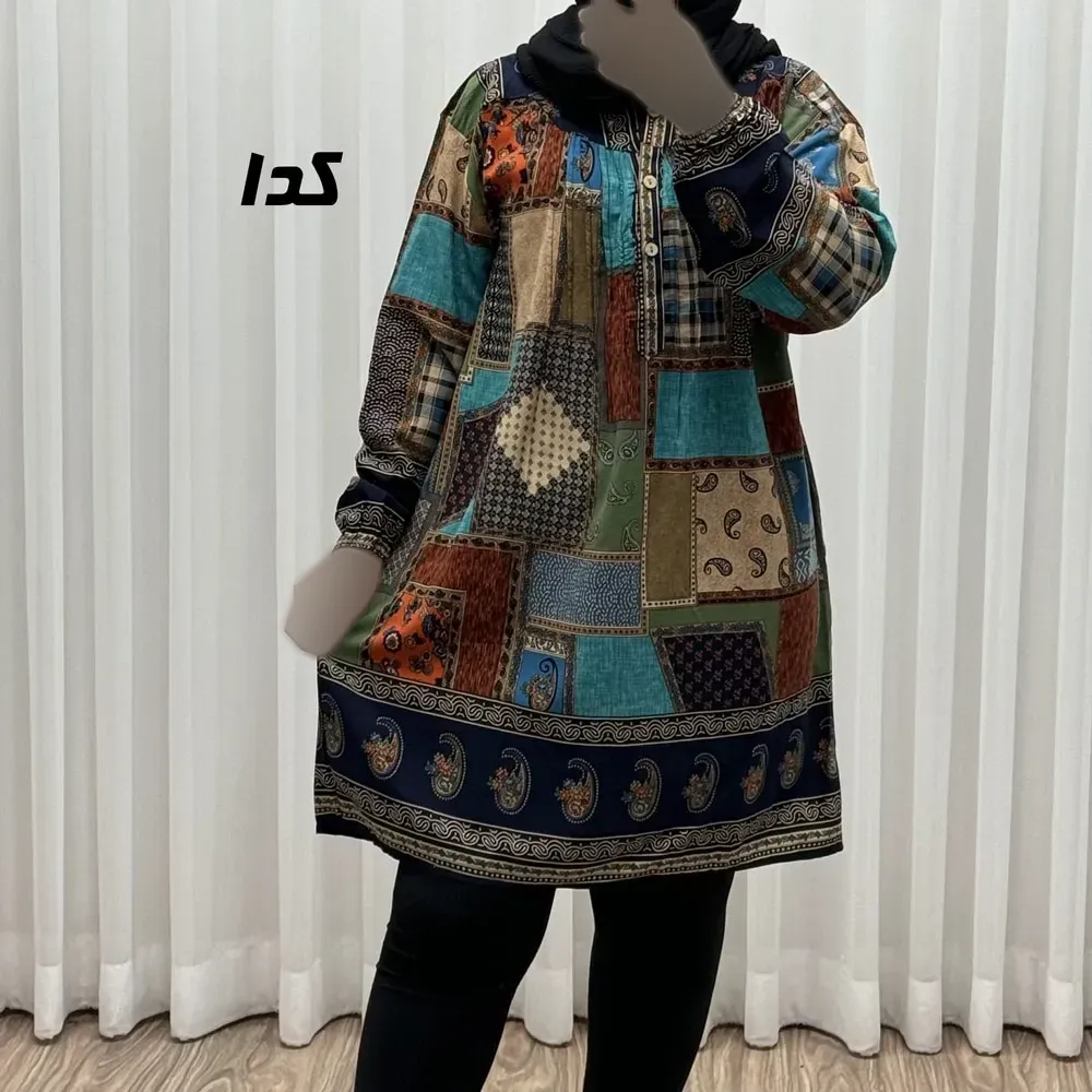 تونیک نخی وارداتی طرح چهل تیکه سایز بزرگ زنانه و دخترانه کد 1612