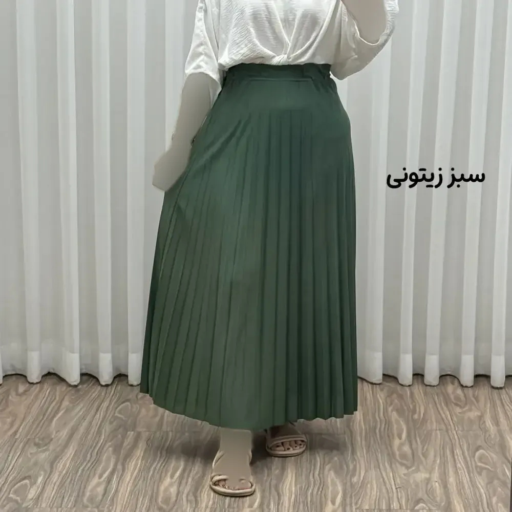 دامن پلیسه زنانه جودون گرم بالا فری سایز (36 تا 46) بدون آستر 6 رنگ