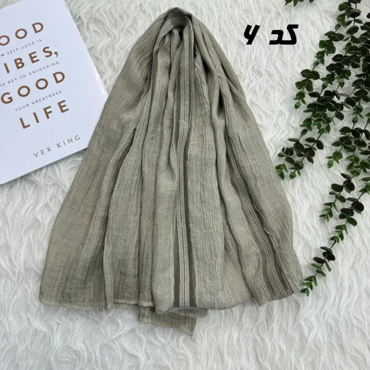 شال وارداتی مجلسی کتان دور دوخت نخ کتان سنگشور قواره 180 در 54 سانتی متر
