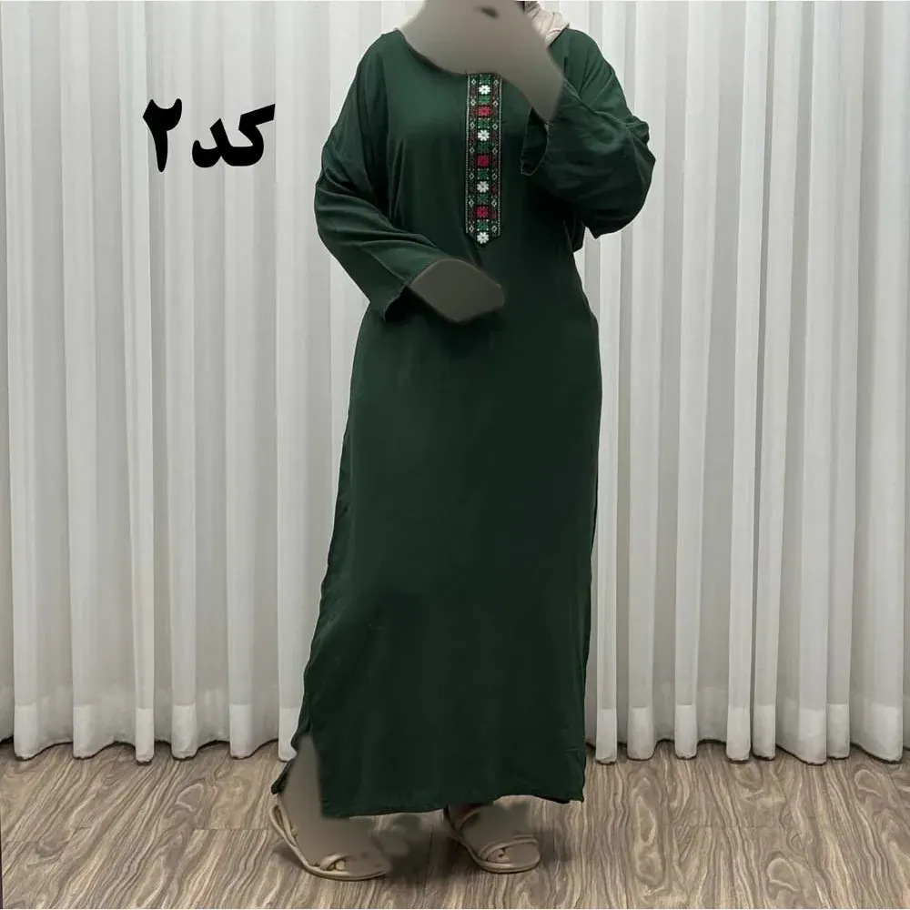پیراهن کفتان کراش گلدوزی فری سایز زنانه تا سایز 52 شیک و راحت چهارفصل